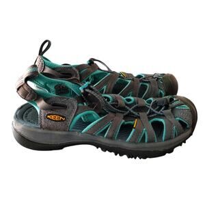 Keen Whisper Closed Toe Hiking Sandals in Gray/Teal Women's US 8 Fisherman Style